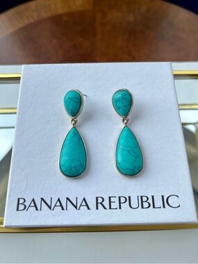 Banana Republic Turquoise Teardrop Double-Drop Earrings